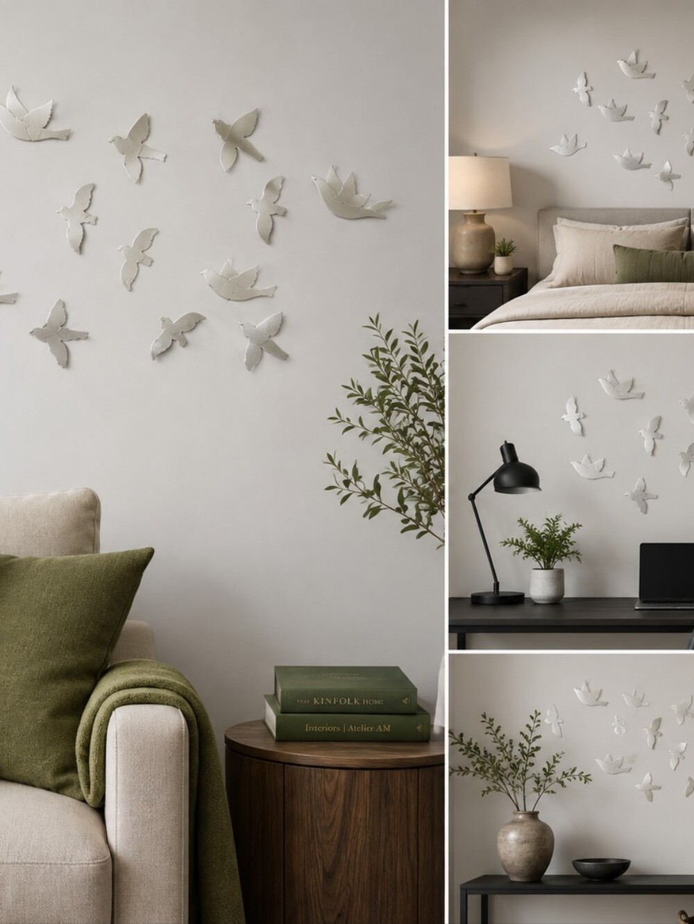 🔵 Silver Bird Wall Decor Set